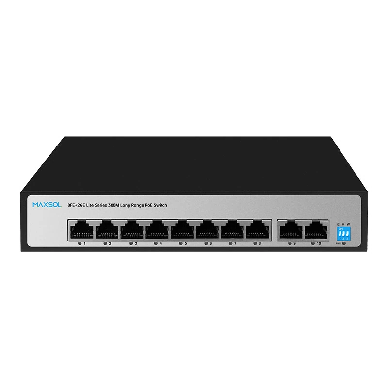Μεταγωγέας PoE+ 8 θυρών μεγάλης εμβέλειας, 2GE uplink
