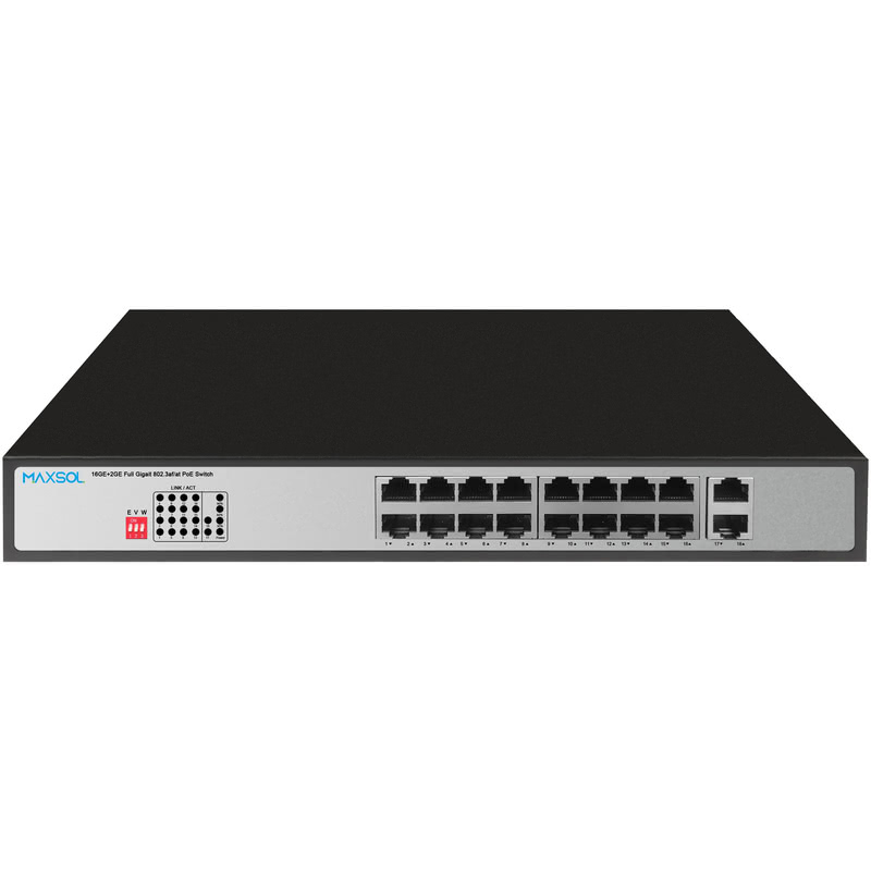 Μεταγωγέας Gigabit PoE+ 16 θυρών, 300W, 2 uplink