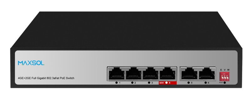 Μη διαχειριζόμενος μεταγωγέας PoE Gigabit μεγάλης εμβέλειας 4 θυρών, 65W